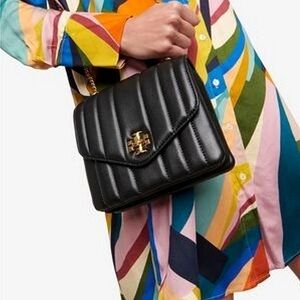 NEW TORY BURCH KIRA SQUARE QUILTED LEATHER CROSSBODY BAG